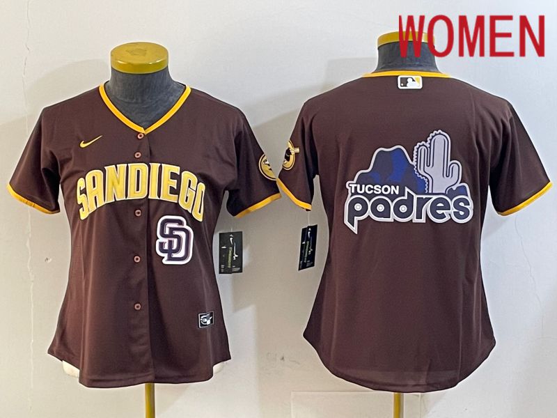 Women San Diego Padres Blank Browm Game 2024 Nike MLB Jersey style 6->women mlb jersey->Women Jersey